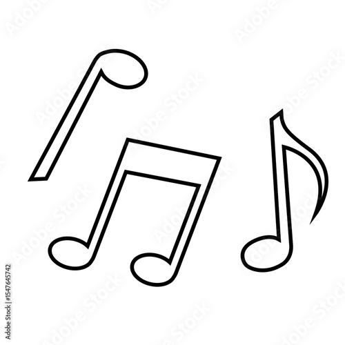 Musical notes icons in line art style isolated on white background.