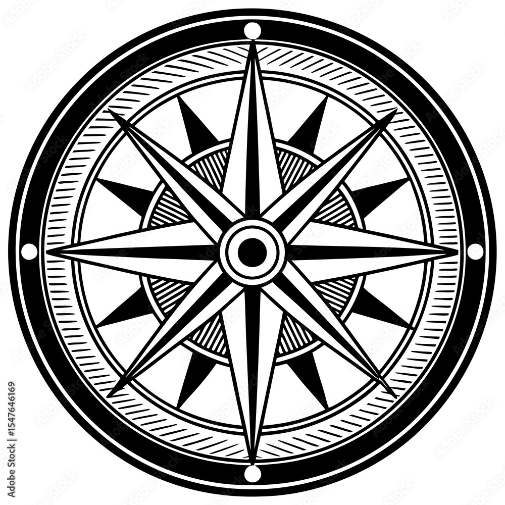 Obraz premium Compass rose navigation symbol isolated on white background