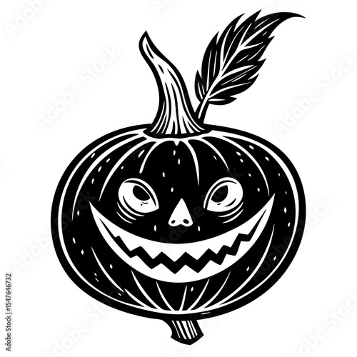 Halloween jackolantern pumpkin carved with a scary face illustration