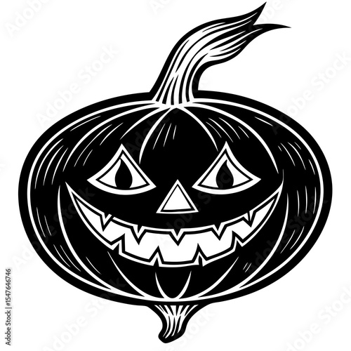 Halloween jackolantern pumpkin carved with a scary face isolated