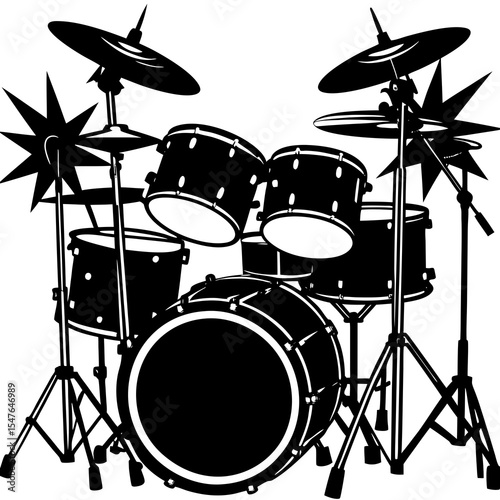 Drum set musical instrument isolated on white background