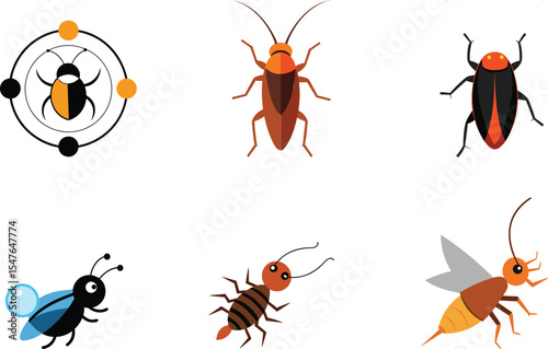 insect color vector illustration