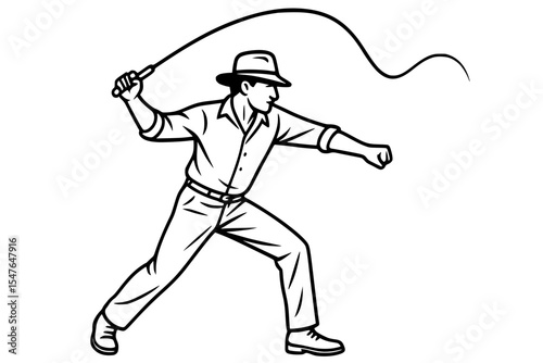 Vector Illustration of Whip Performer in Action Pose