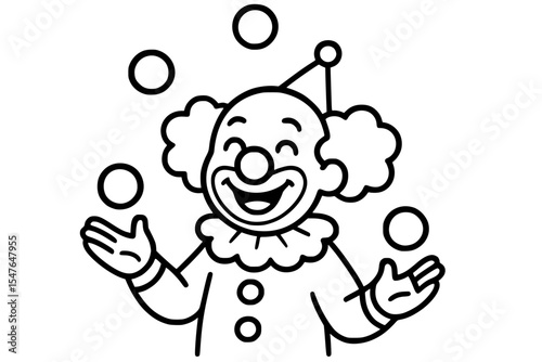 Vector Illustration of a Circus Clown Juggling Balls