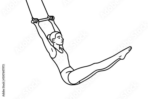 Vector Illustration of a Trapeze Artist Swinging in Midair