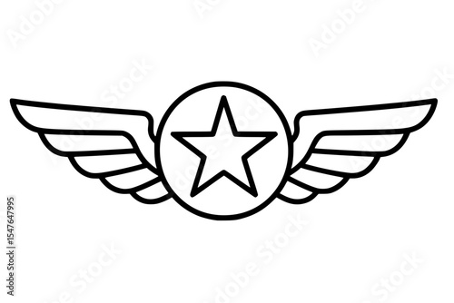 Vector Illustration of Pilot Wing Emblem with Star