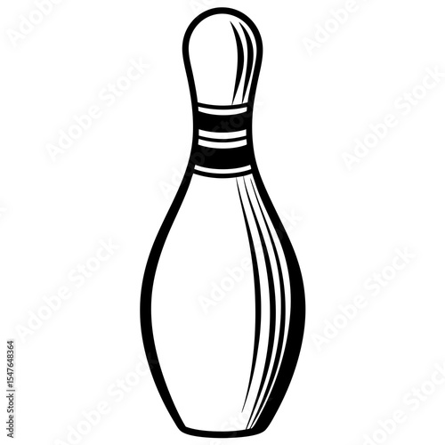 Bowling pin isolated on white background in black and white