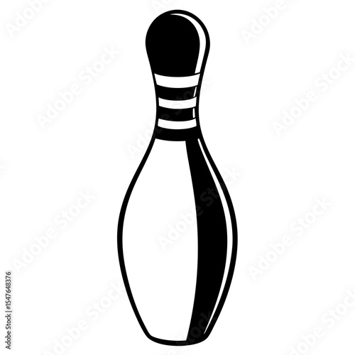 Bowling pin isolated on white background in black and white