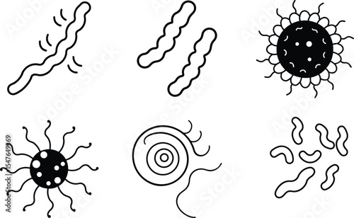 Bacteria line art vector
