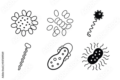 Bacteria line art vector
