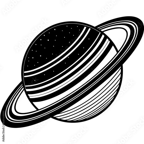 Saturn planet with rings isolated on white background