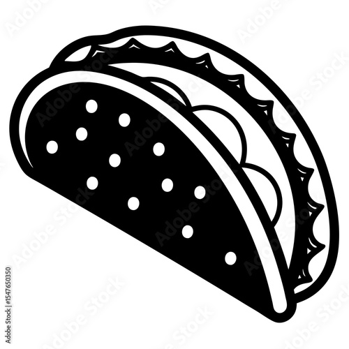 Taco with meat and vegetables isolated on white background