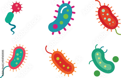 Bacteria color vector illustration