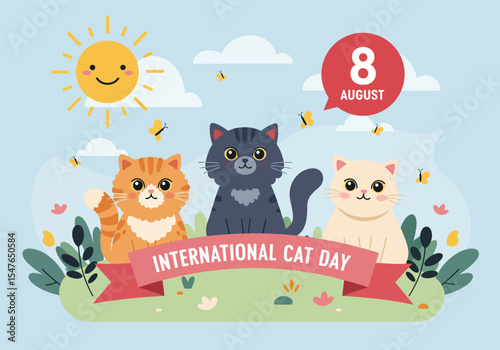Celebrating world cat day 8 august with three little kitten