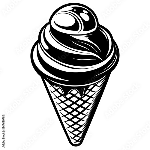 Ice cream cone with a scoop isolated on white background