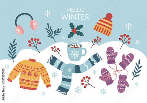 A charming vector illustration set of Christmas starter pack