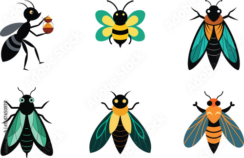 insect color vector illustration