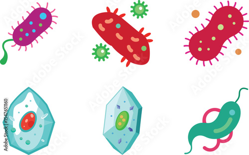 Bacteria color vector illustration