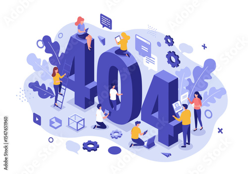Isometric style 404 error page not found
