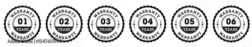 Black Warranty Year Badge Set from 1 to 6 Years
