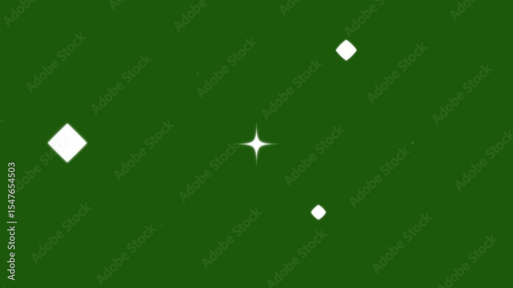 Star twinkling, Sparkle Star glowing animation, blinking light effect on green transparent background. Blinking retro vector stars and dots, twinkling starry night sky, looping stars. 4k