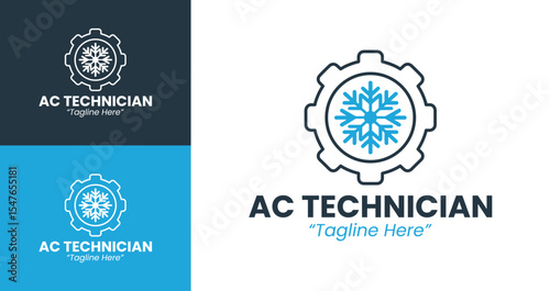 Modern and Customizable AC Technician Logo for HVAC and Maintenance Services