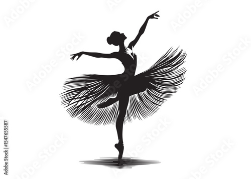 ballet dancer logo silhouette vector, ballet silhouette ballerina logo icon silhouette, ballet jumping dancer female dancer action pose black silhouette isolated on white background.