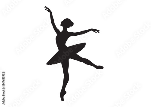 ballet dancer logo silhouette vector, ballet silhouette ballerina logo icon silhouette, ballet jumping dancer female dancer action pose black silhouette isolated on white background.