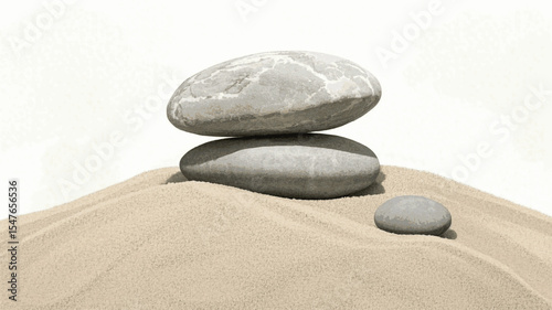 Tiny Cairns Rocks on a pile of sand isolated watercolor vector illustration svg