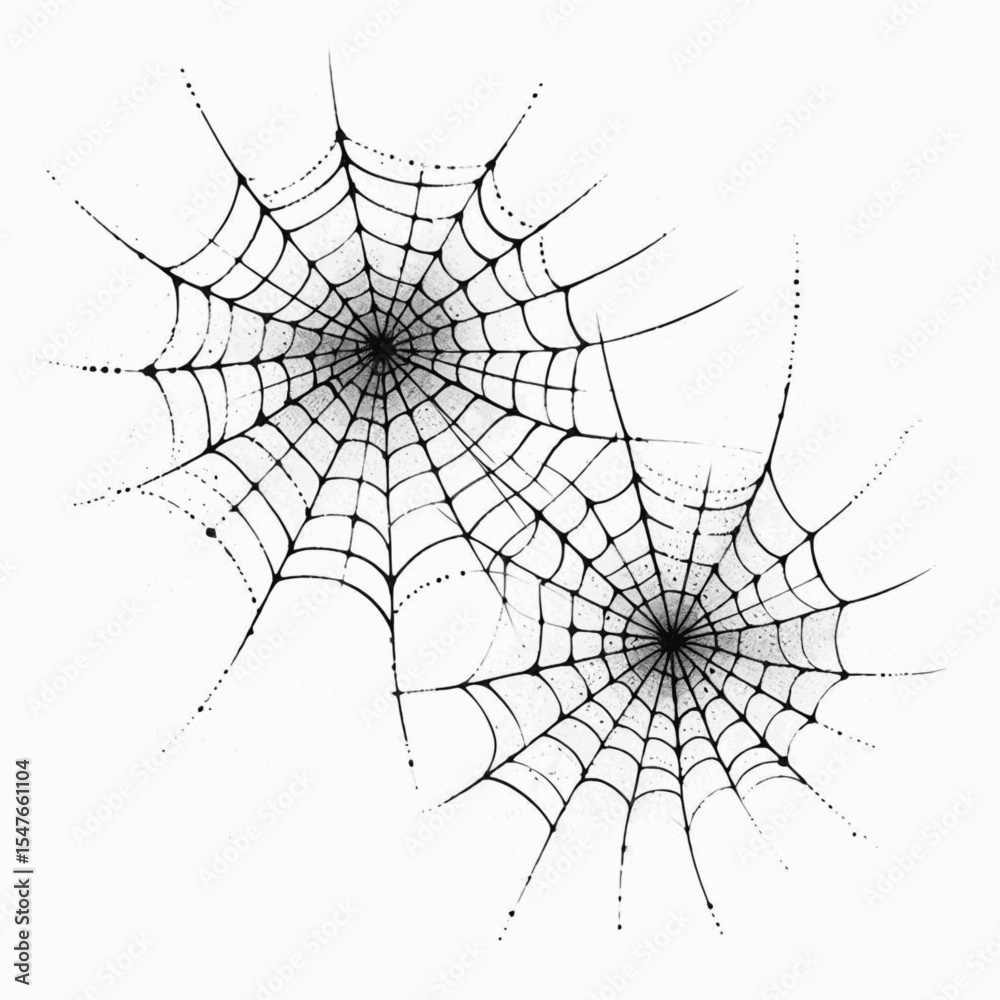 Fototapeta premium Silken Geometry Spider web isolated watercolor vector illustration svg