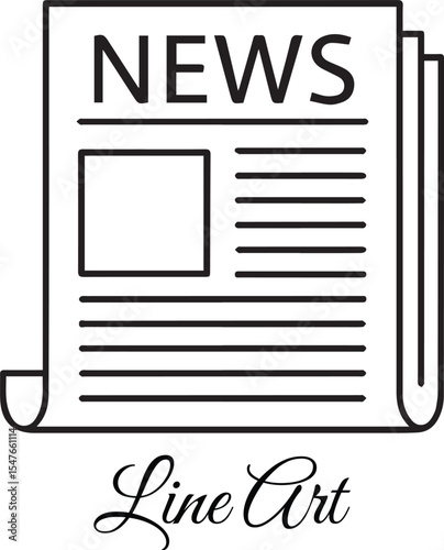 Classic Newspaper Line Art Icon, Informative News Paper Outline Symbol