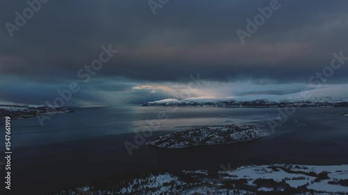 Nature and scenery of the magical Norwegian North in the Tromso region. The pure beauty of Northern Scandinavia during the polar night.
