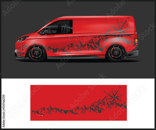 Orange and Black Grunge Car Wrap Design side