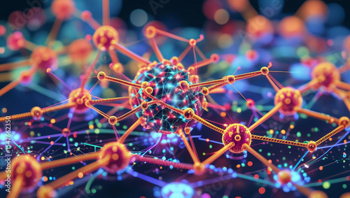 Vibrant neural network environment illustrating adaptivity learning assessments and connections