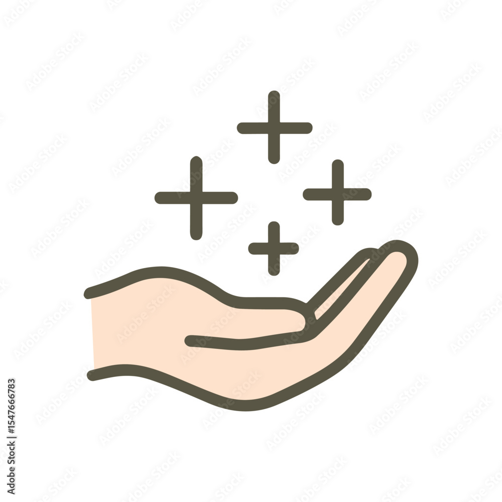 Obraz premium A hopeful hand offering possibilities. Icon symbol illustration
