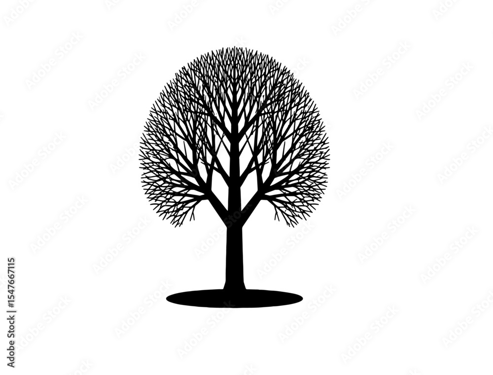 Fototapeta premium Abstract geometric tree icon black on white.