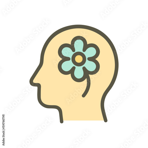 Blooming Mind Flourishing inner peace. Icon symbol illustration