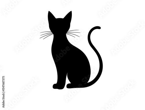 Black art cat vector image white background in silhouette.