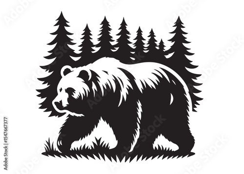 vector silhouettes of a bear, grizzly bear silhouettes, bear silhouette logo vector animals, bear black silhouette animals vector, bear wild animal silhouettes on the white background