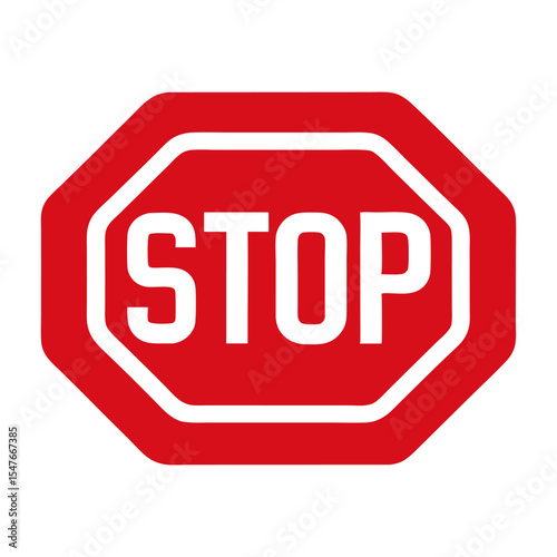 Red Stop Sign Icon. Octagonal Traffic Sign with White STOP Text, Road Safety Symbol, Transportation Warning, Isolated Vector Illustration