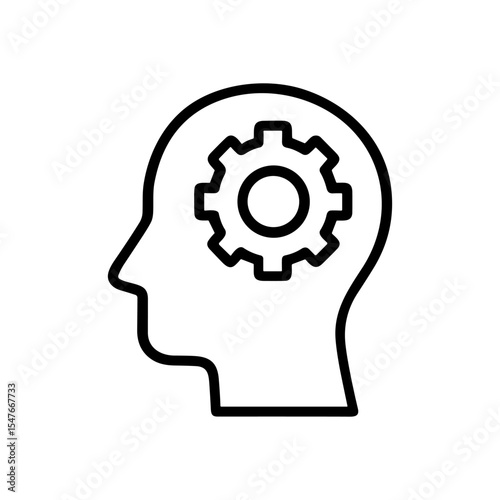 Cogwheel mind icon thoughts spinning. Icon symbol illustration
