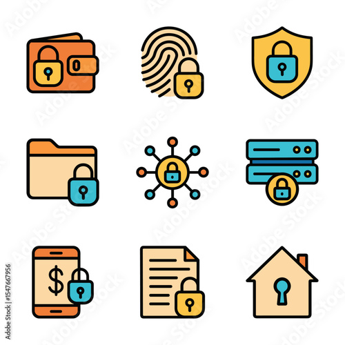 Cybersecurity icons security and data protection. Icon symbol illustration