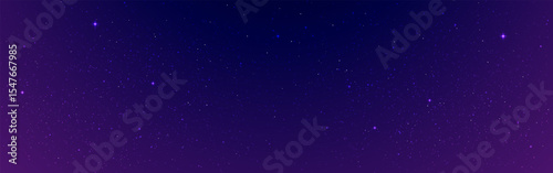 Space background. Magic violet night sky with glowing stars. Starry milky way wallpaper. Smooth gradient sky. Dark blue galaxy backdrop. Soft fantasy texture. Vector Illustration.