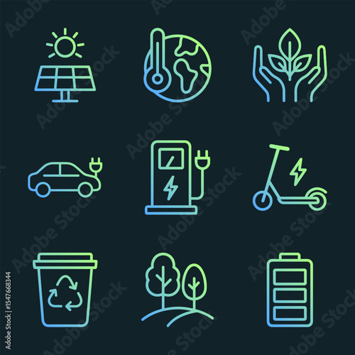 Ecological Sustainability A Minimalist Icon Grid. Icon symbol illustration