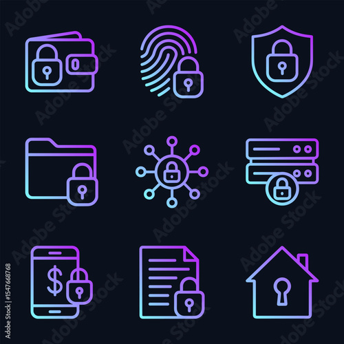 Encrypted digital assets in ethereal glow. Icon symbol illustration