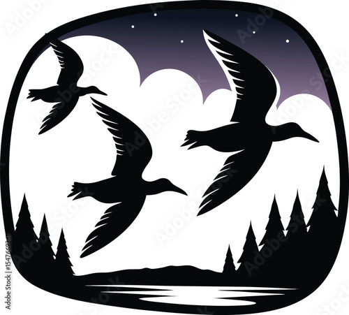 Collection of silhouettes of animals: men, children, women, a plane, a bird 
