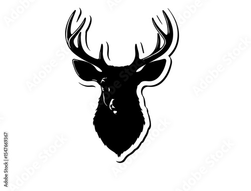 Deer head silhouette image white background.