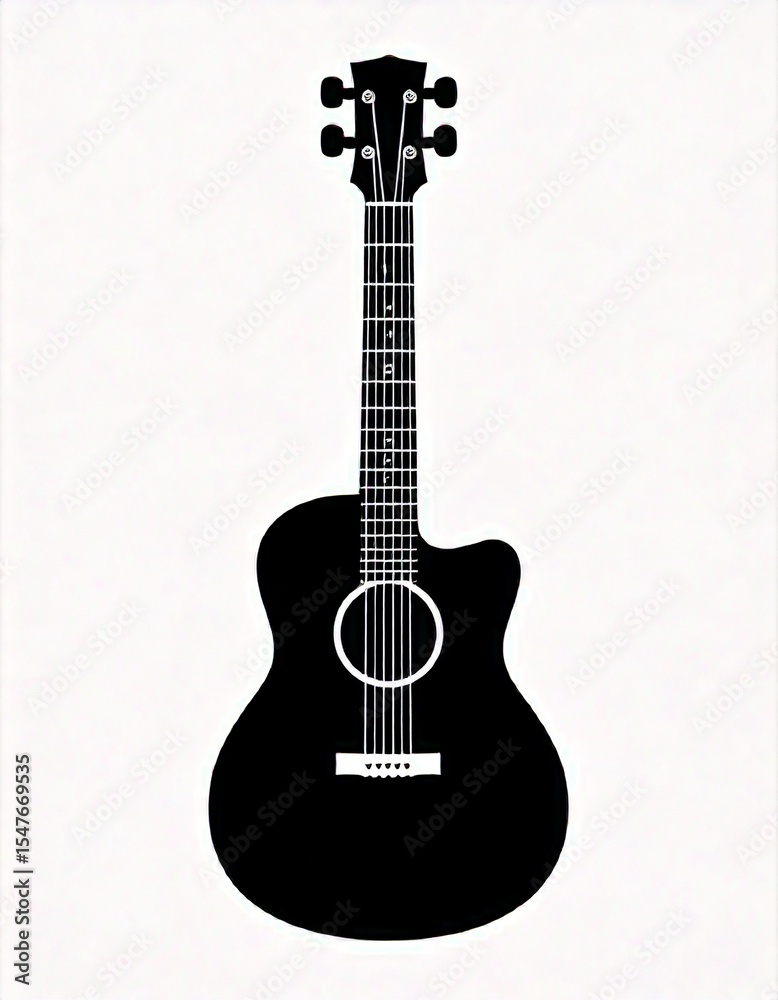 Obraz premium AI Generated Guitar Vector Silhouette Isolate White Background