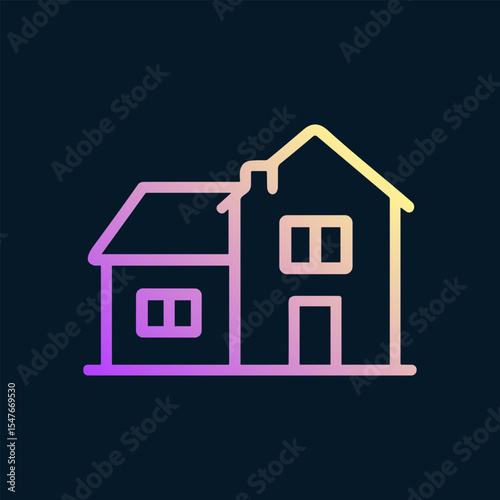 Gradient dwelling illustration against dark background. Icon symbol illustration