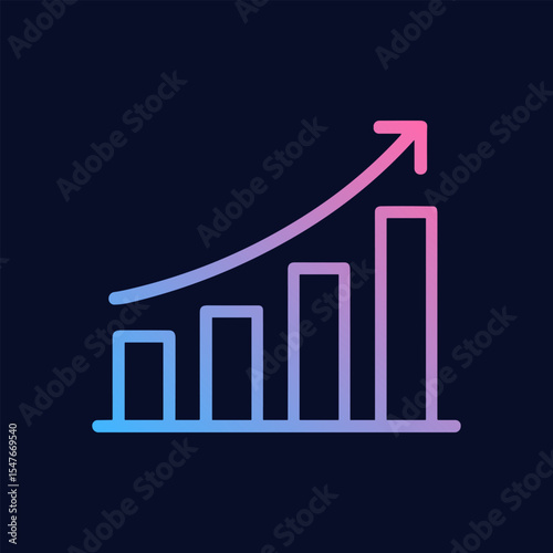 Gradient growth bar chart graphic. Icon symbol illustration